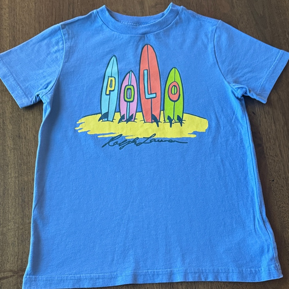 Ralph Lauren Kids Bright Blue Surfboard Graphic Tee